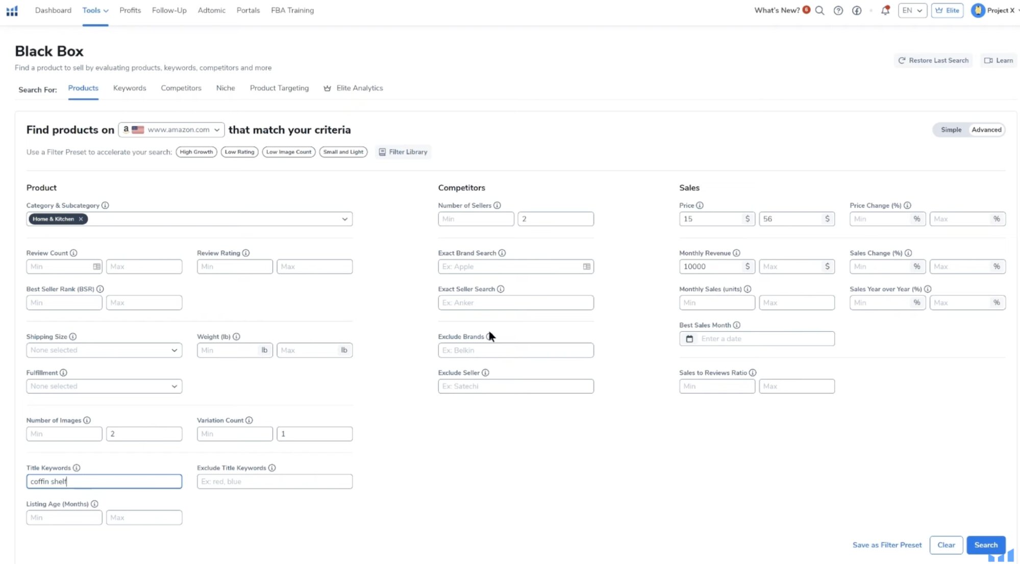 Helium 10 has a slightly smaller database with over 450 million products